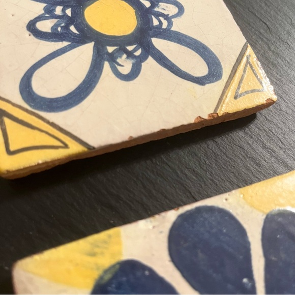 Mexican Hand Painted Terra-Cotta Talavera Vintage Tiles Set of 4 - Picture 7 of 16